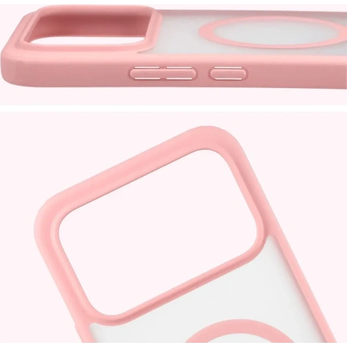 Etui z pierścieniem magnetycznym Bizon Case MatteO do Xiaomi POCO F8 Ultra przydymione-jasnoróżowe